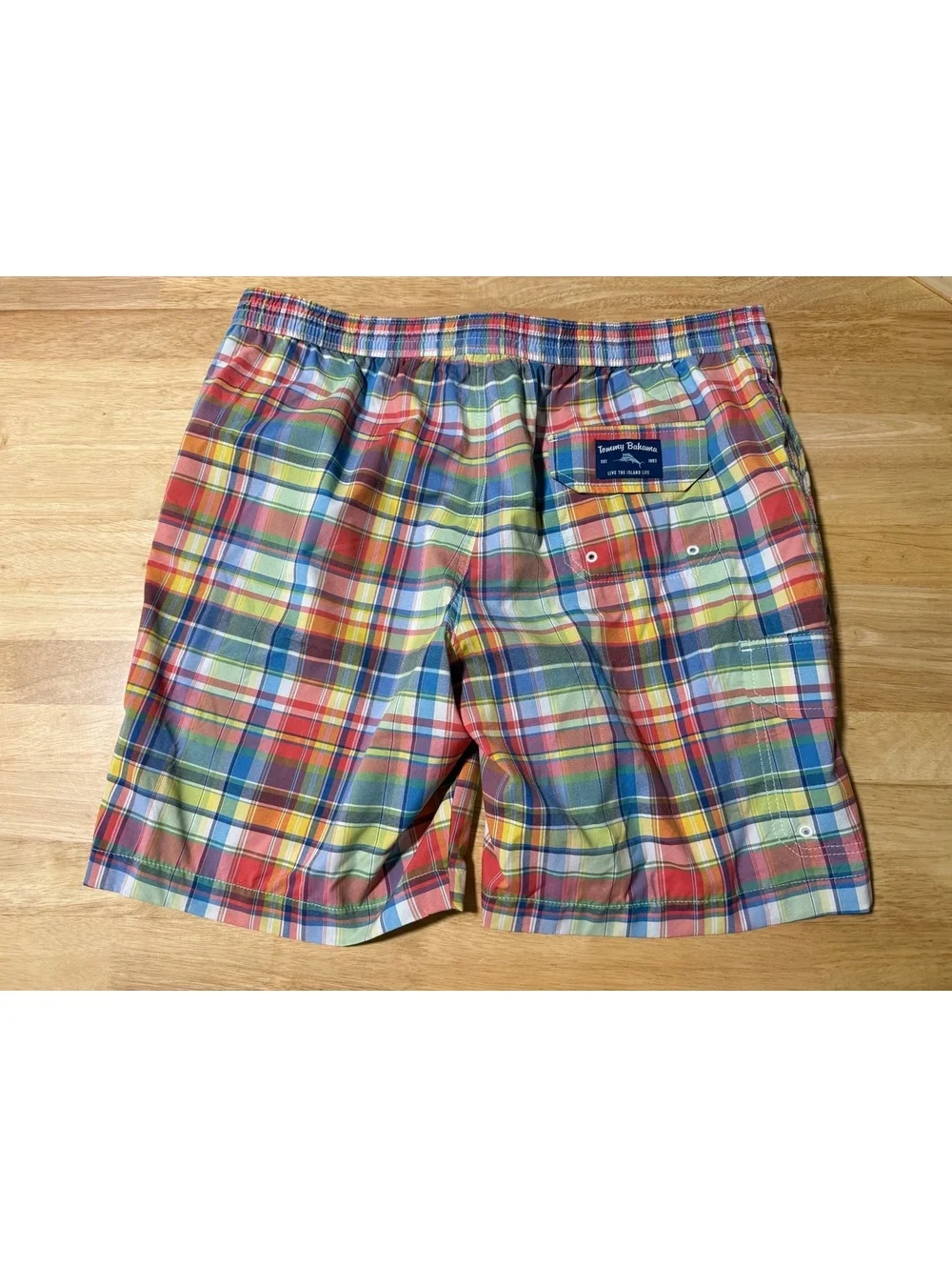 Tommy Bahama Men’s XL Madras Plaid Swim Trunks Board Shorts Multicolor